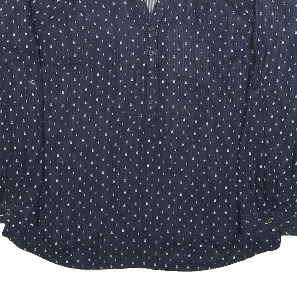 MULTIBLU Womens Blue Printed Shirt Long Sleeve Button Neck L Cotton Blend