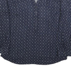 MULTIBLU Womens Blue Printed Shirt Long Sleeve Button Neck L Cotton Blend