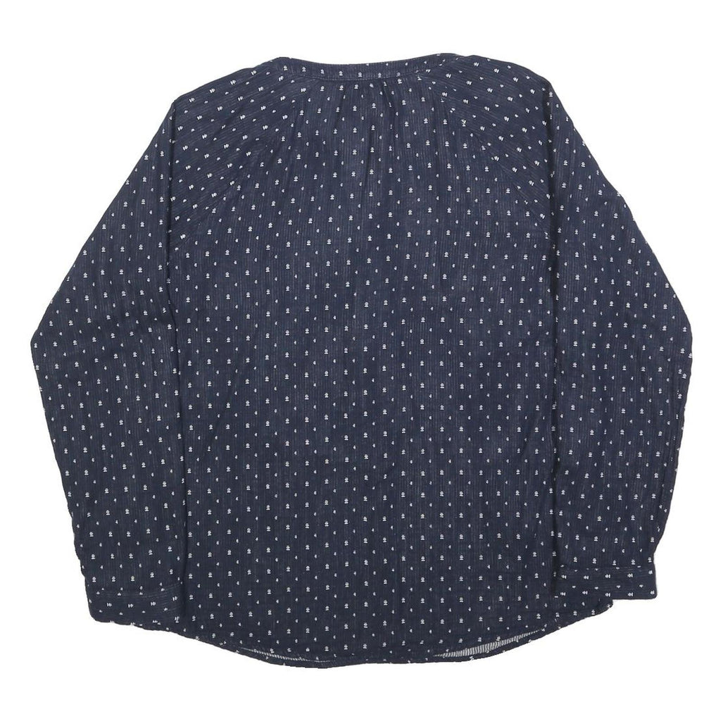 MULTIBLU Womens Blue Printed Shirt Long Sleeve Button Neck L Cotton Blend