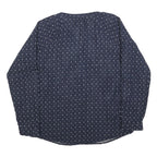 MULTIBLU Womens Blue Printed Shirt Long Sleeve Button Neck L Cotton Blend