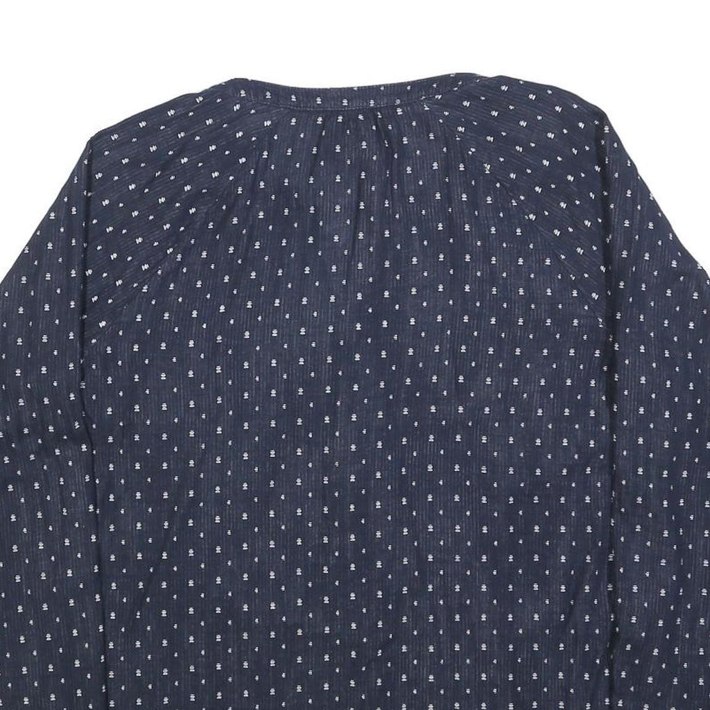 MULTIBLU Womens Blue Printed Shirt Long Sleeve Button Neck L Cotton Blend