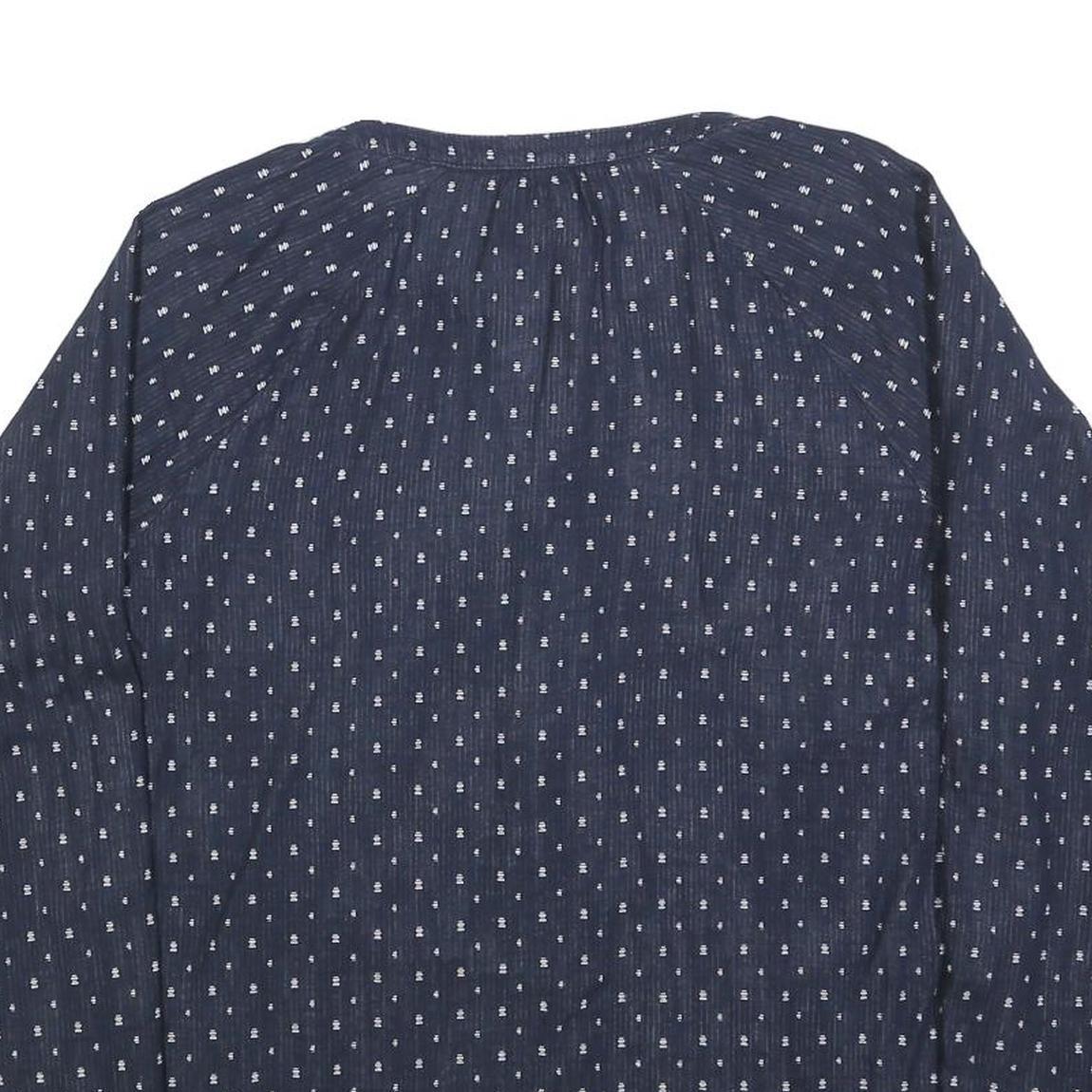 MULTIBLU Womens Blue Printed Shirt Long Sleeve Button Neck L Cotton Blend