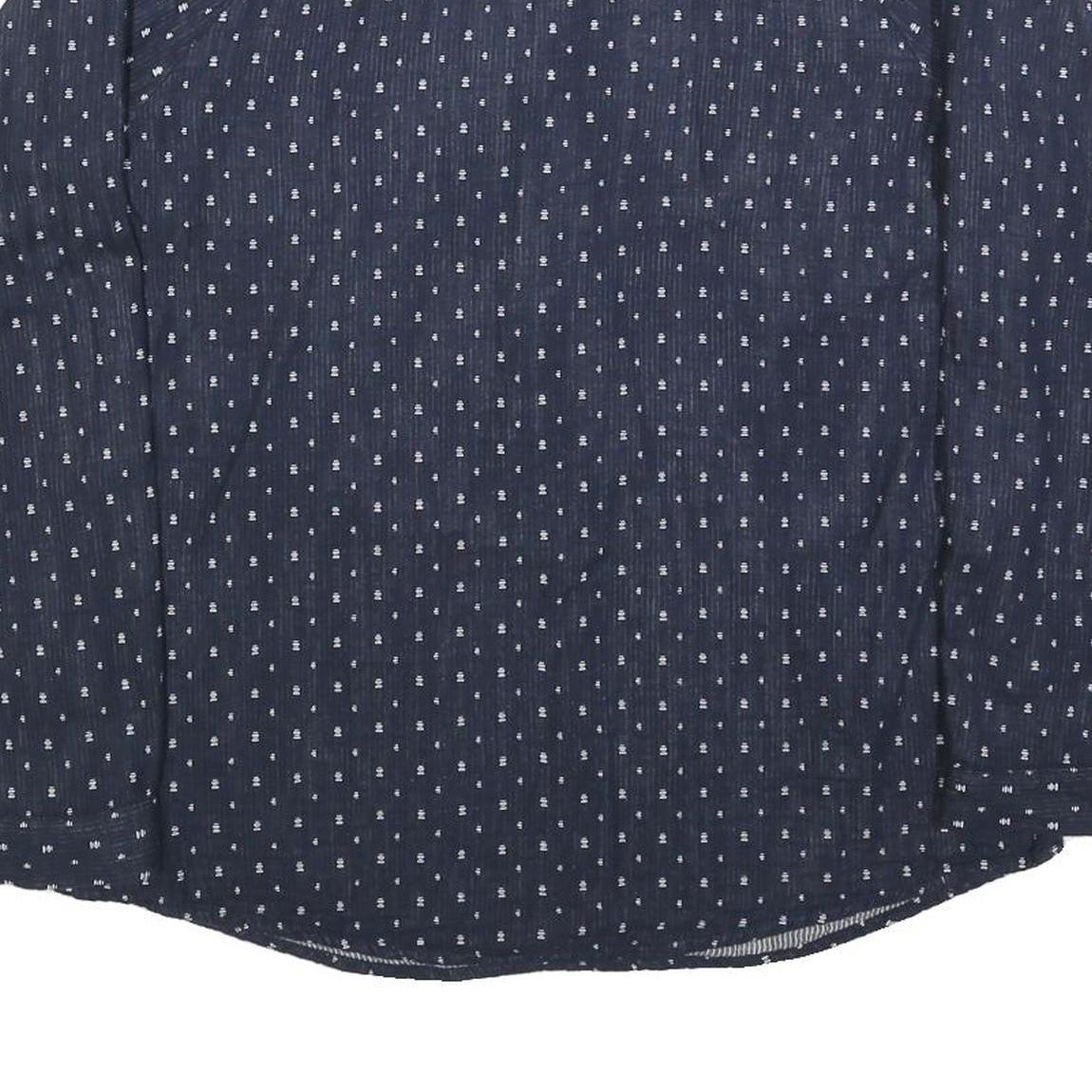 MULTIBLU Womens Blue Printed Shirt Long Sleeve Button Neck L Cotton Blend