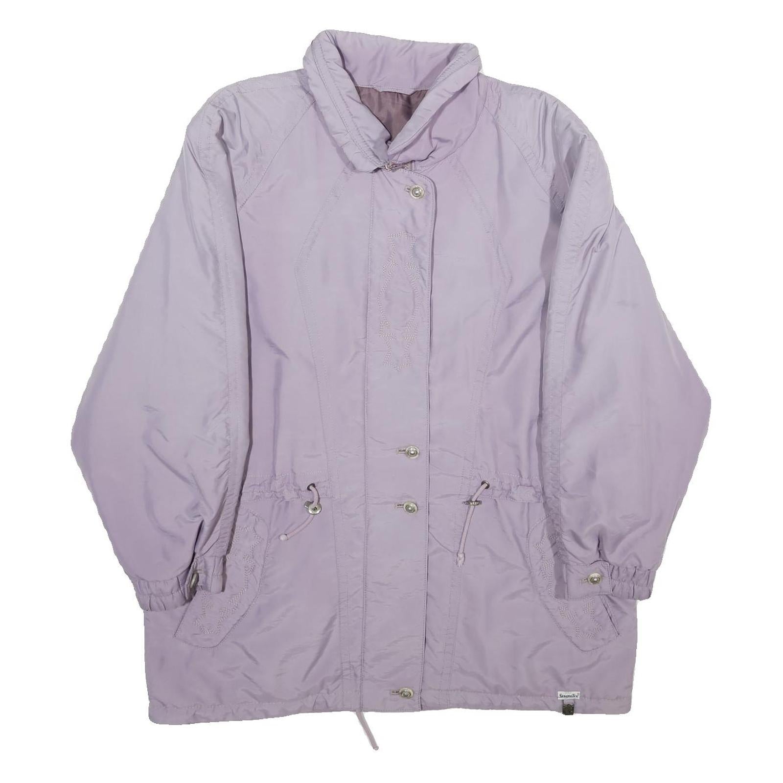 FULWILINE Womens Lavender Purple Jacket L Woven Zip Closure Classic Fit Casual