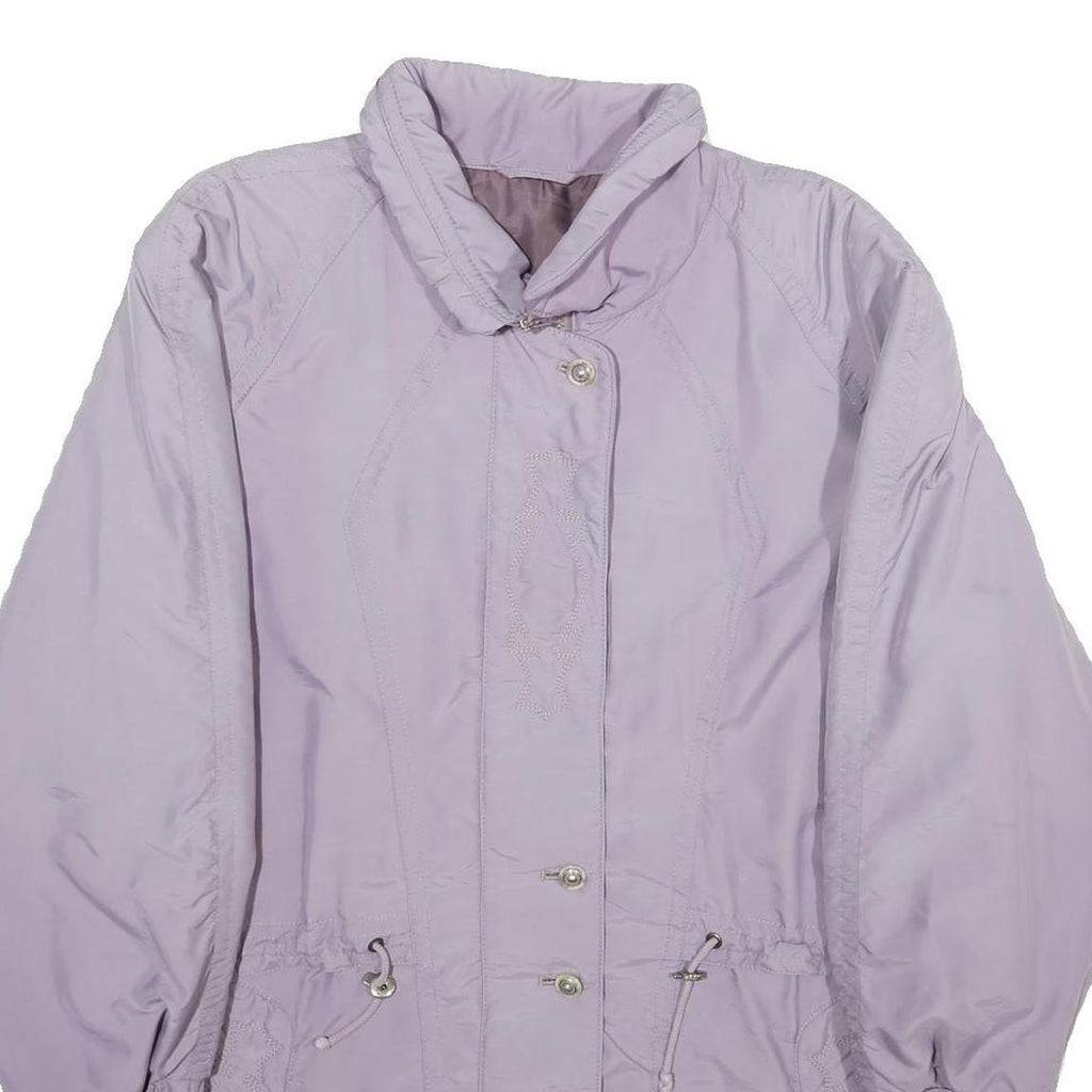 FULWILINE Womens Lavender Purple Jacket L Woven Zip Closure Classic Fit Casual