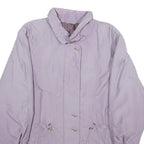 FULWILINE Womens Lavender Purple Jacket L Woven Zip Closure Classic Fit Casual