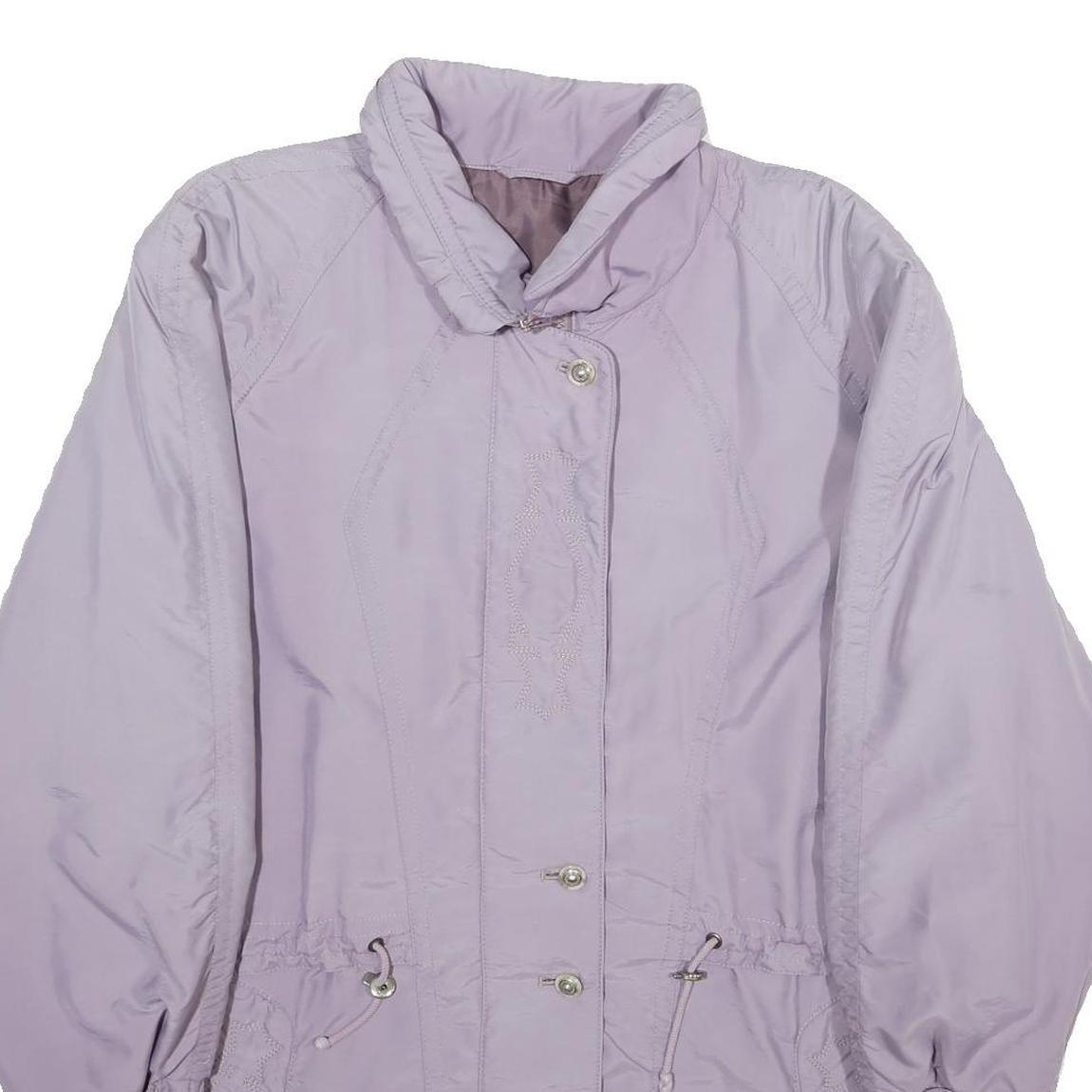 FULWILINE Womens Lavender Purple Jacket L Woven Zip Closure Classic Fit Casual