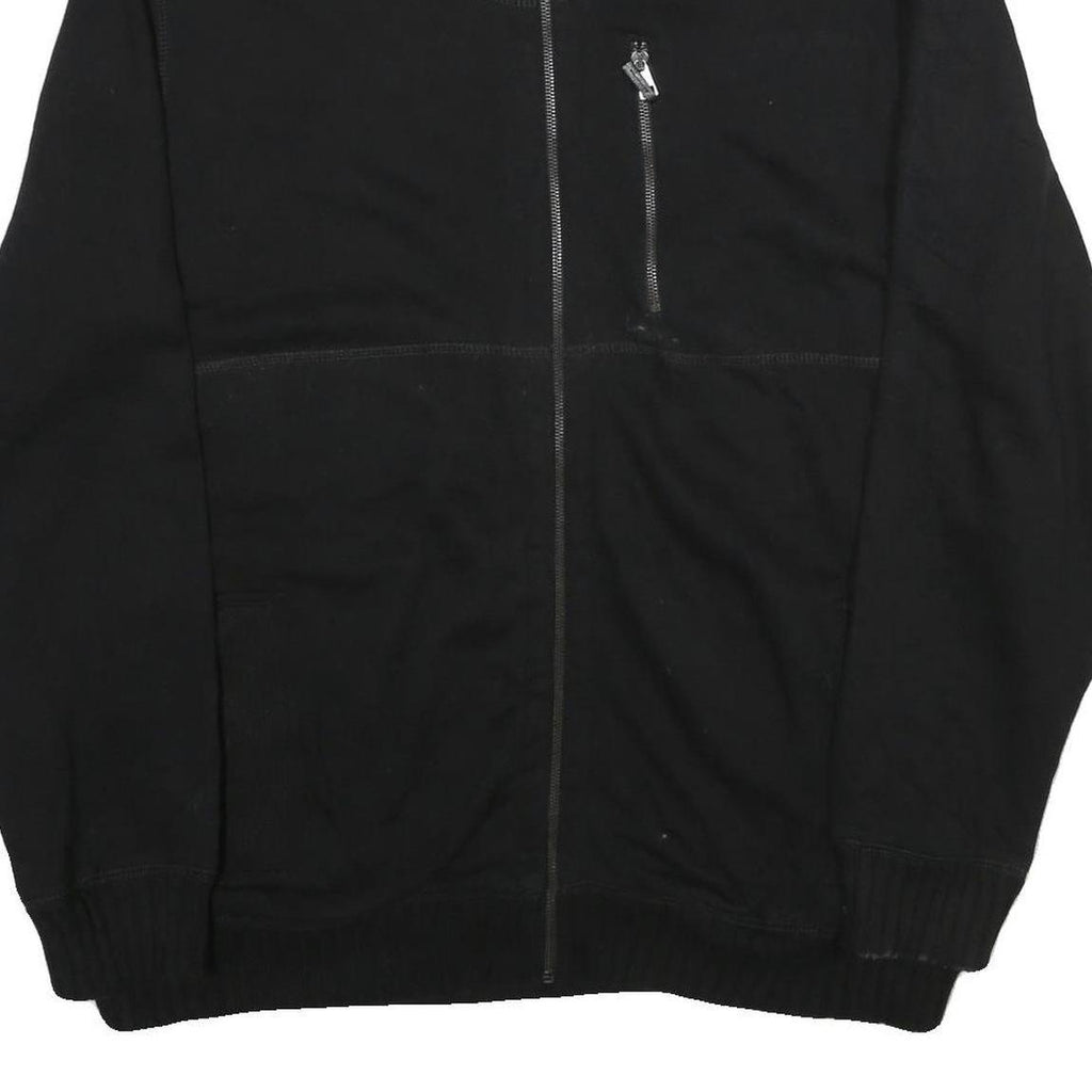 CALVIN KLEIN Mens Black Zip Jacket 2XL Cotton Plain Ribbed Collar Chest Pocket