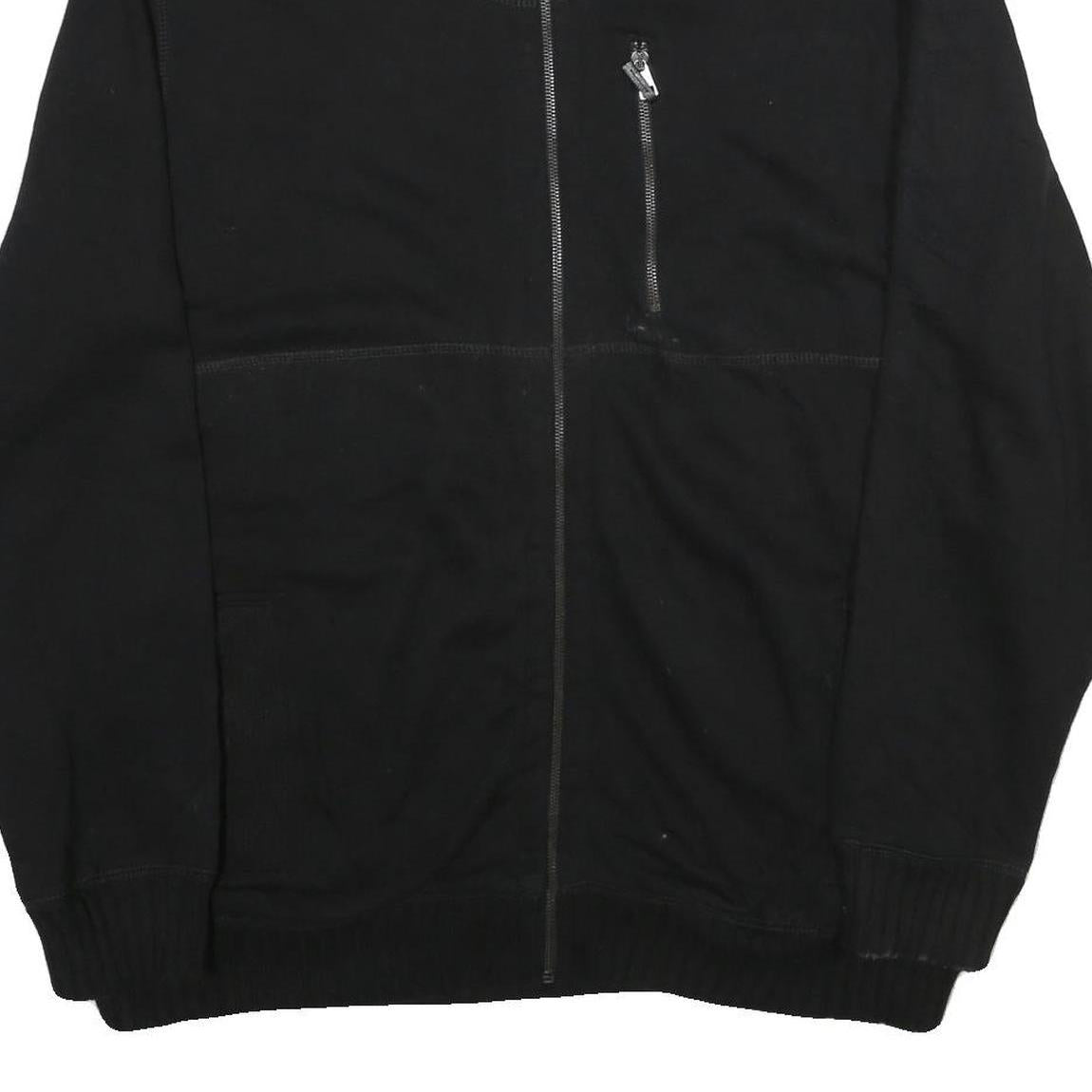 CALVIN KLEIN Mens Black Zip Jacket 2XL Cotton Plain Ribbed Collar Chest Pocket