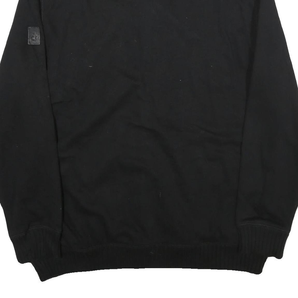 CALVIN KLEIN Mens Black Zip Jacket 2XL Cotton Plain Ribbed Collar Chest Pocket