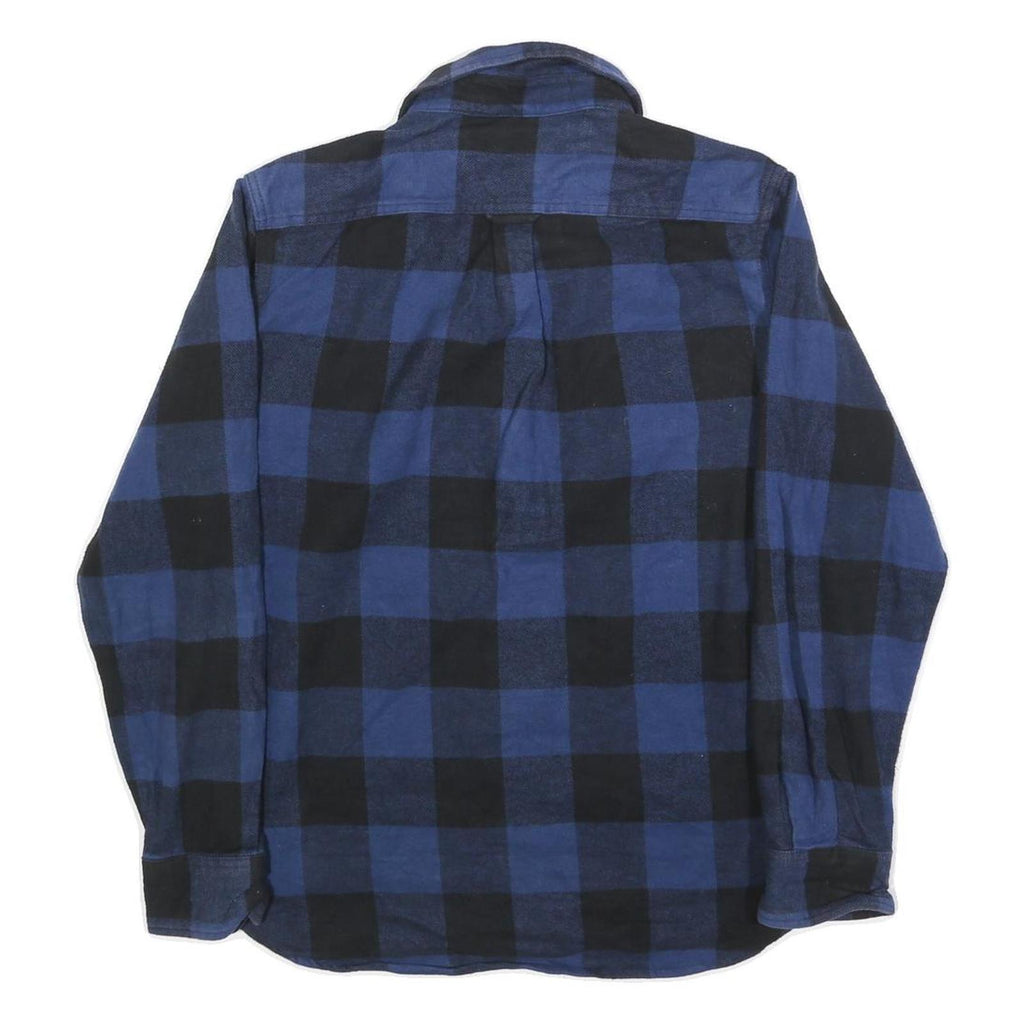 JACHS Mens Blue & Black Check Shirt M Cotton Blend Classic Fit Long Sleeve