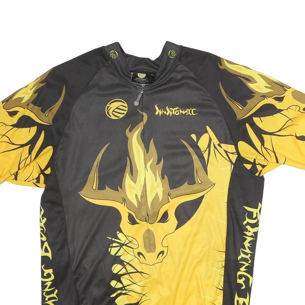 ANATOMIC Mens Black & Yellow Graphic T-Shirt 2XL Short Sleeve Crew Neck