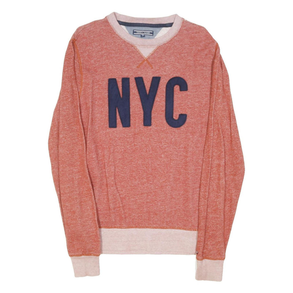 TOMMY HILFIGER Mens Red Crew Neck M NYC Cotton Blend Pullover Sweatshirt