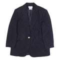 BLOCK ISLAND Womens Navy Blue Wool Blazer Jacket M Button Plain Classic
