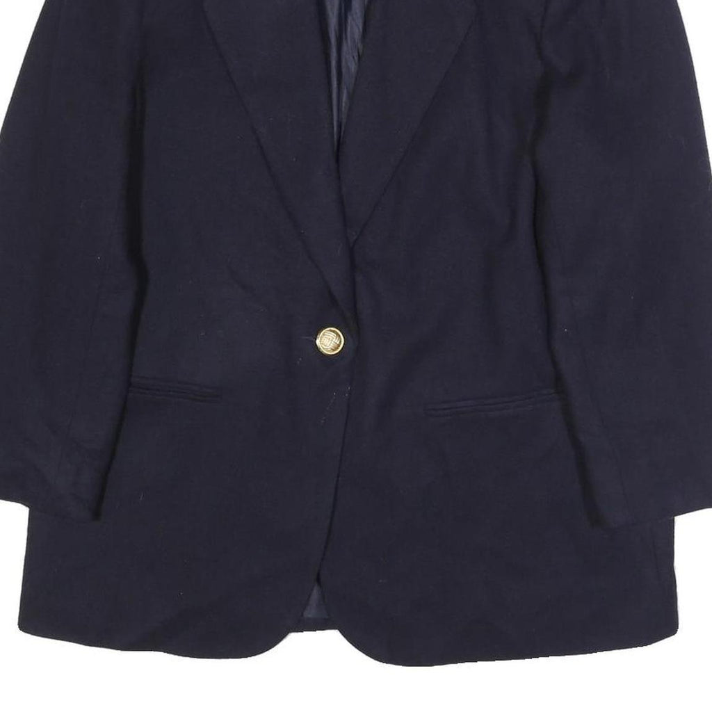 BLOCK ISLAND Womens Navy Blue Wool Blazer Jacket M Button Plain Classic