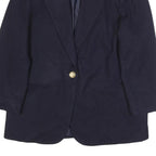 BLOCK ISLAND Womens Navy Blue Wool Blazer Jacket M Button Plain Classic