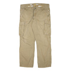 CARHARTT Mens Cotton Blend Beige Relaxed Cargo Trousers W38 L30 Workwear