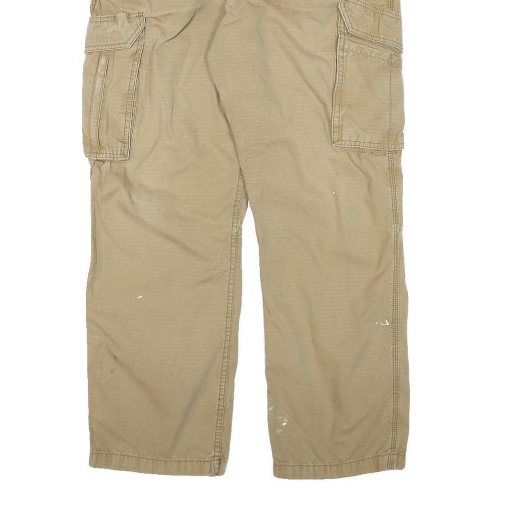 CARHARTT Mens Cotton Blend Beige Relaxed Cargo Trousers W38 L30 Workwear