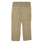 CARHARTT Mens Cotton Blend Beige Relaxed Cargo Trousers W38 L30 Workwear