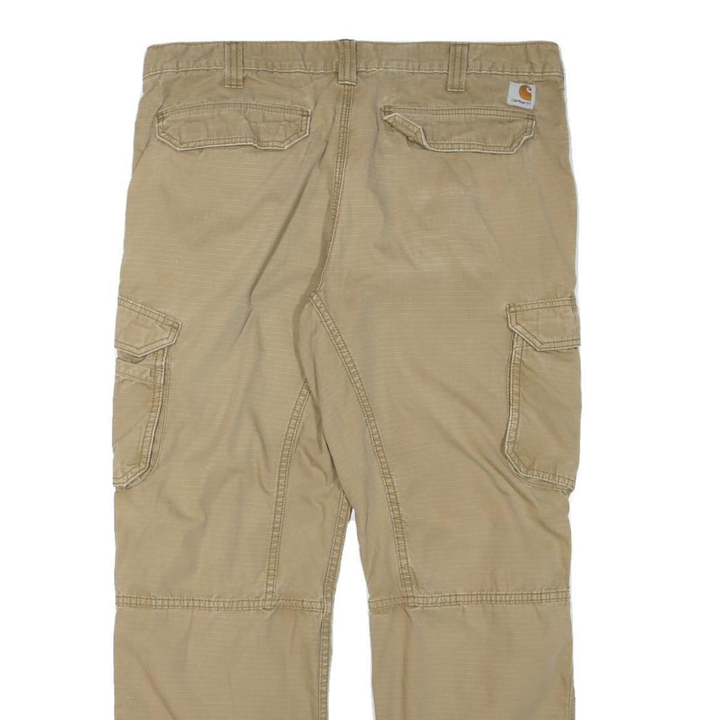 CARHARTT Mens Cotton Blend Beige Relaxed Cargo Trousers W38 L30 Workwear