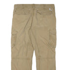 CARHARTT Mens Cotton Blend Beige Relaxed Cargo Trousers W38 L30 Workwear