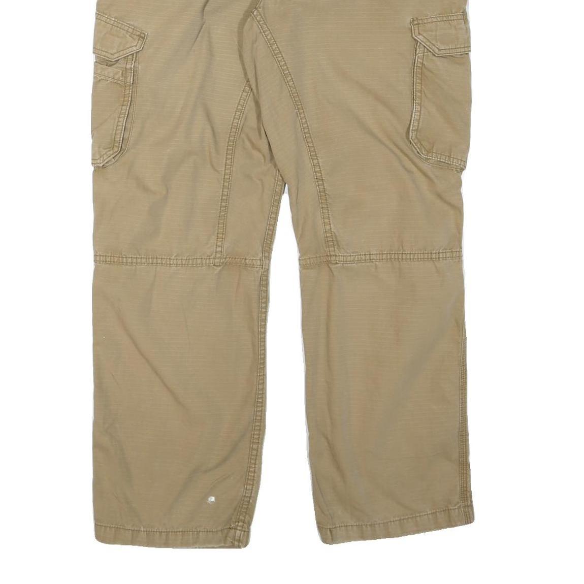 CARHARTT Mens Cotton Blend Beige Relaxed Cargo Trousers W38 L30 Workwear