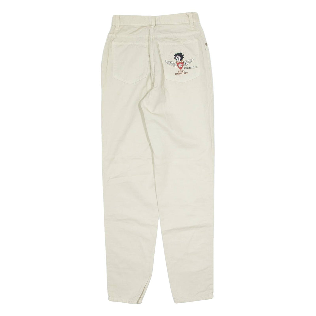 EMMANUEL SCHVILI Betty Boop Mens Trousers Cream Tapered 90s W24 L30