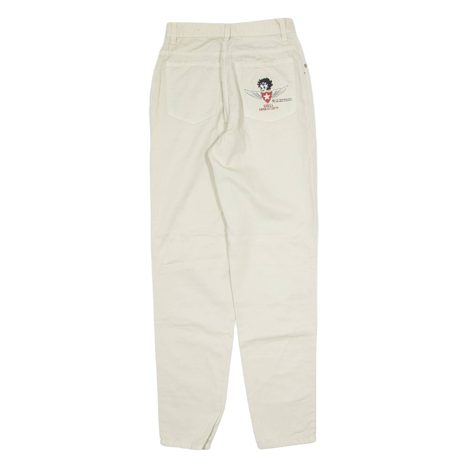 EMMANUEL SCHVILI Betty Boop Mens Trousers Cream Tapered 90s W24 L30