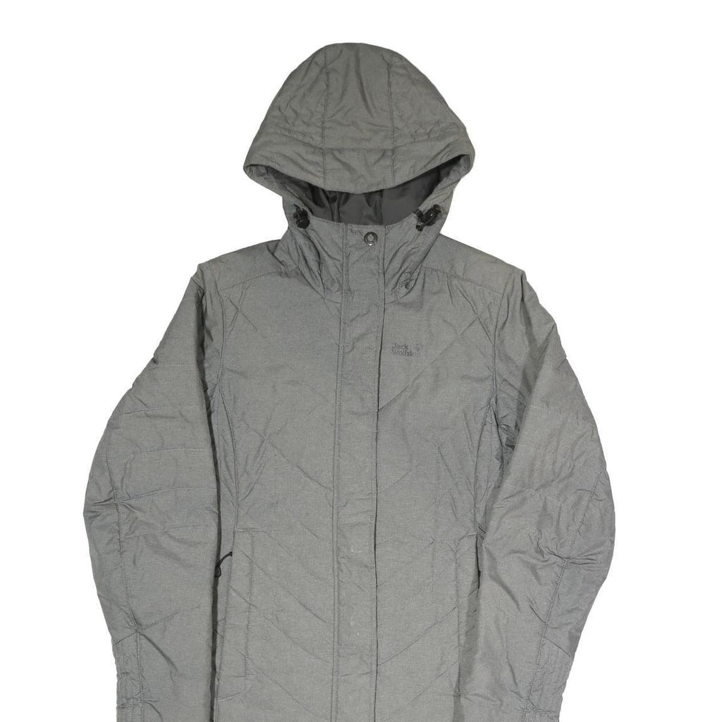 JACK WOLFSKIN Womens Grey Outdoor Jacket UK 10 Polyester Blend Hooded Quilted