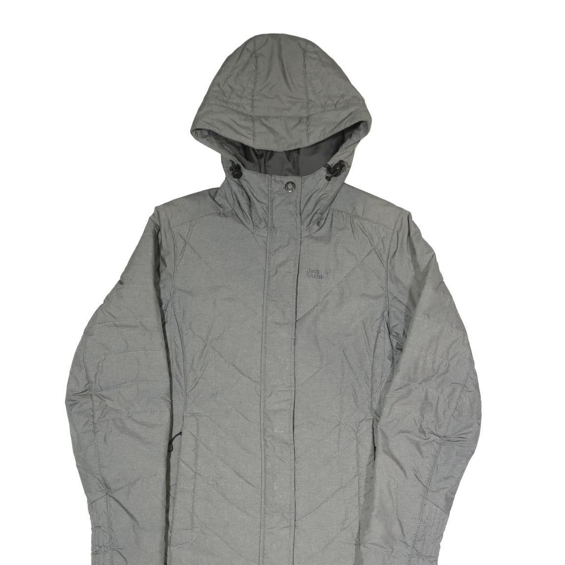 JACK WOLFSKIN Womens Grey Outdoor Jacket UK 10 Polyester Blend Hooded Quilted