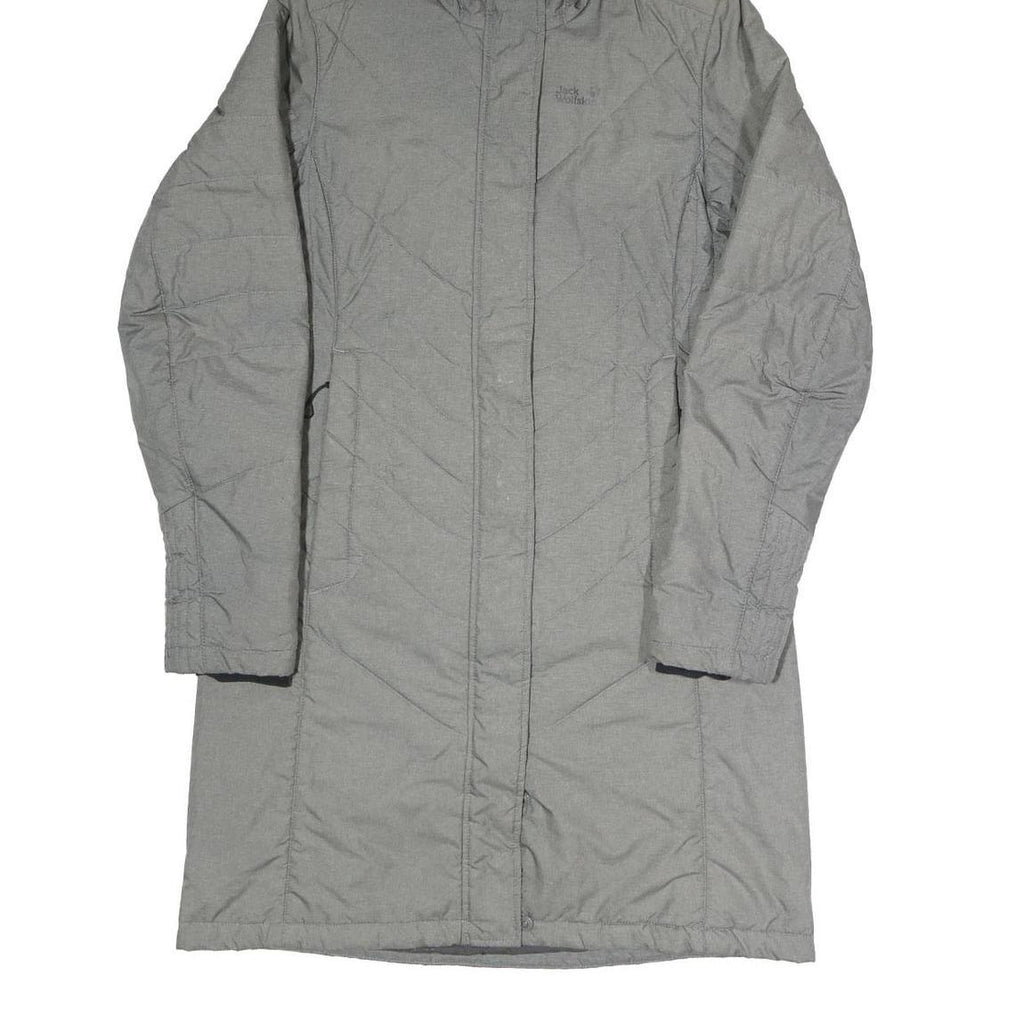 JACK WOLFSKIN Womens Grey Outdoor Jacket UK 10 Polyester Blend Hooded Quilted