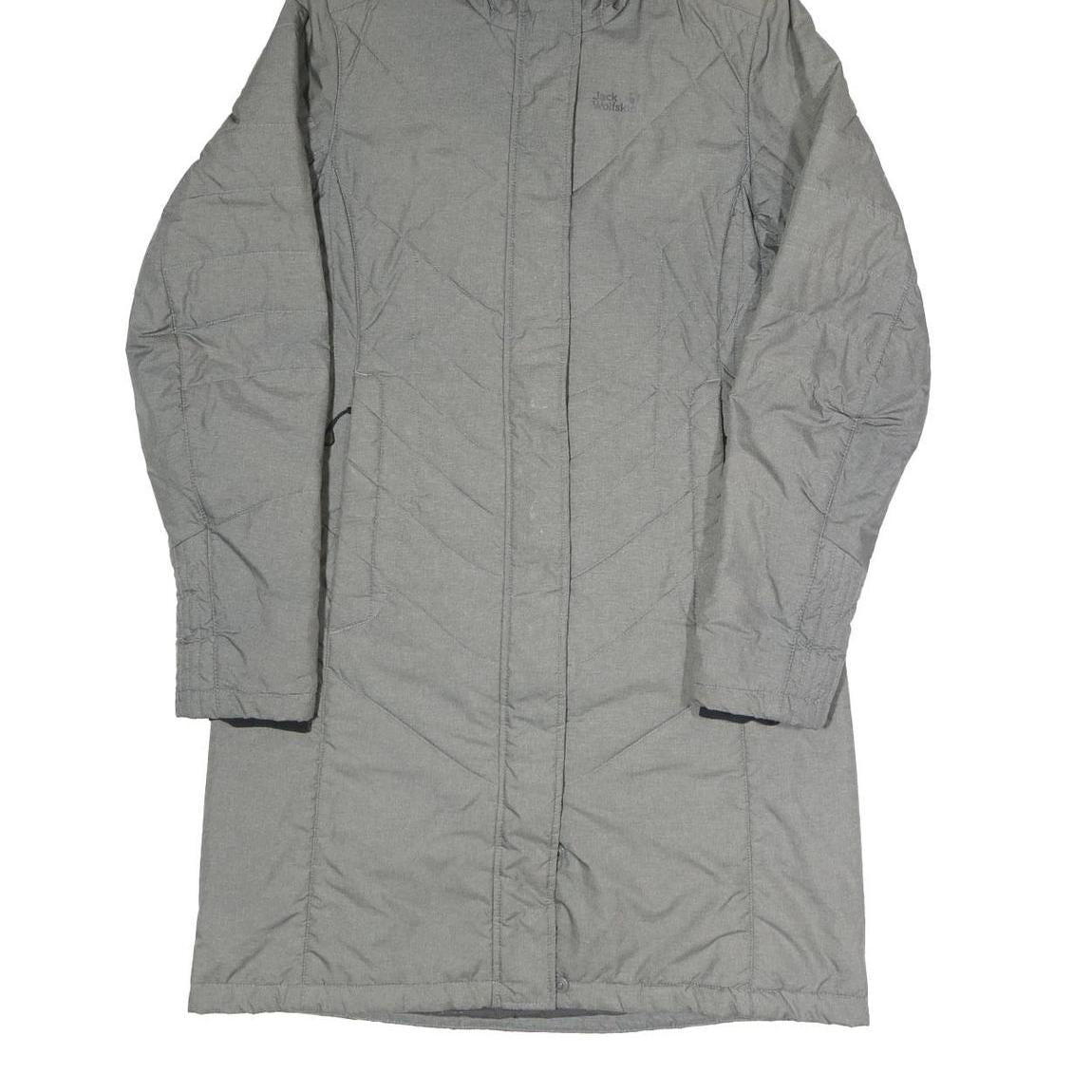 JACK WOLFSKIN Womens Grey Outdoor Jacket UK 10 Polyester Blend Hooded Quilted