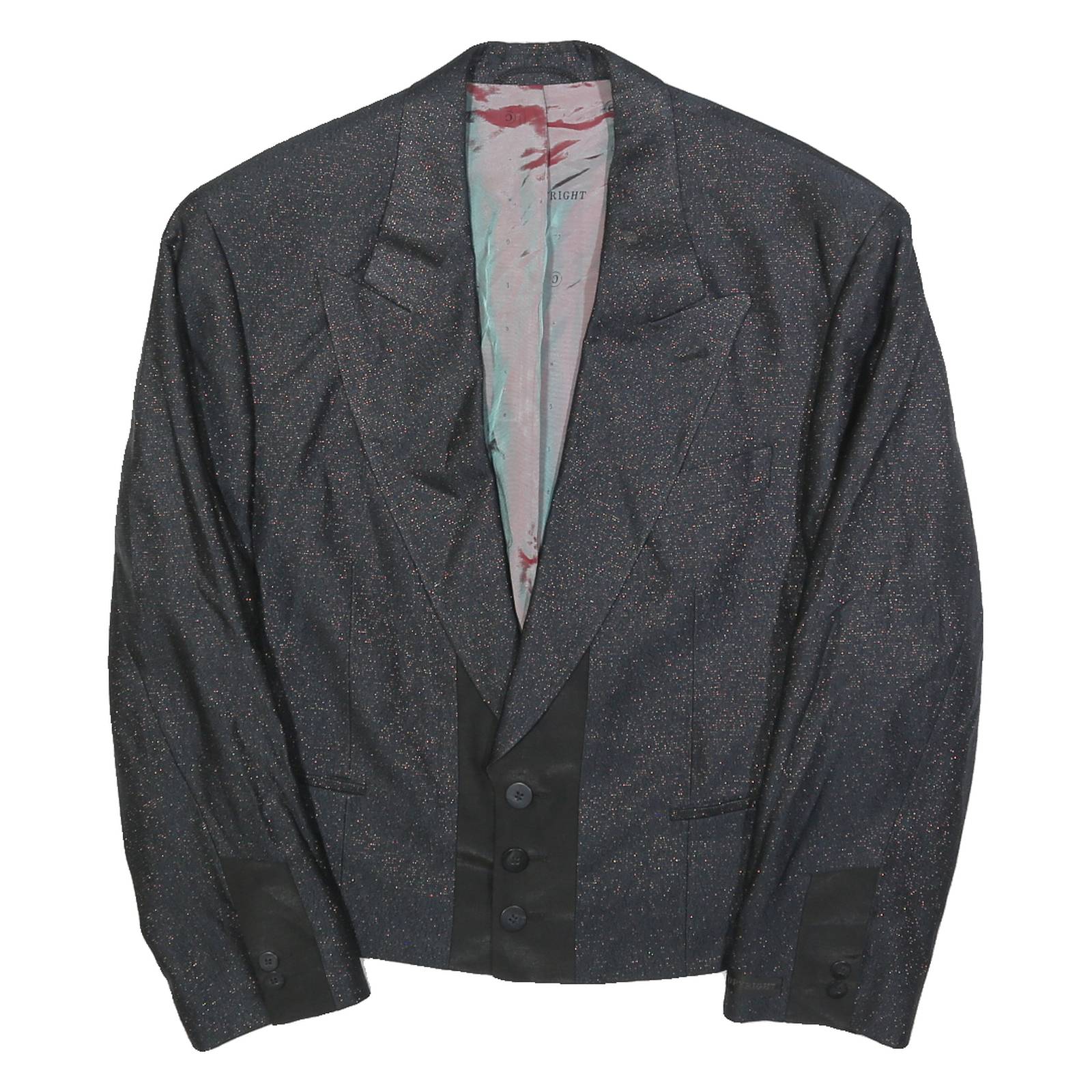 COPY RIGHT Mens Black Jacket L Polyester Blend Button Classic Plain Formal