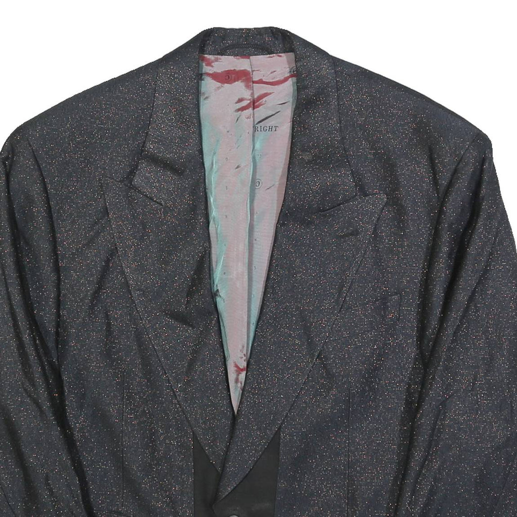 COPY RIGHT Mens Black Jacket L Polyester Blend Button Classic Plain Formal