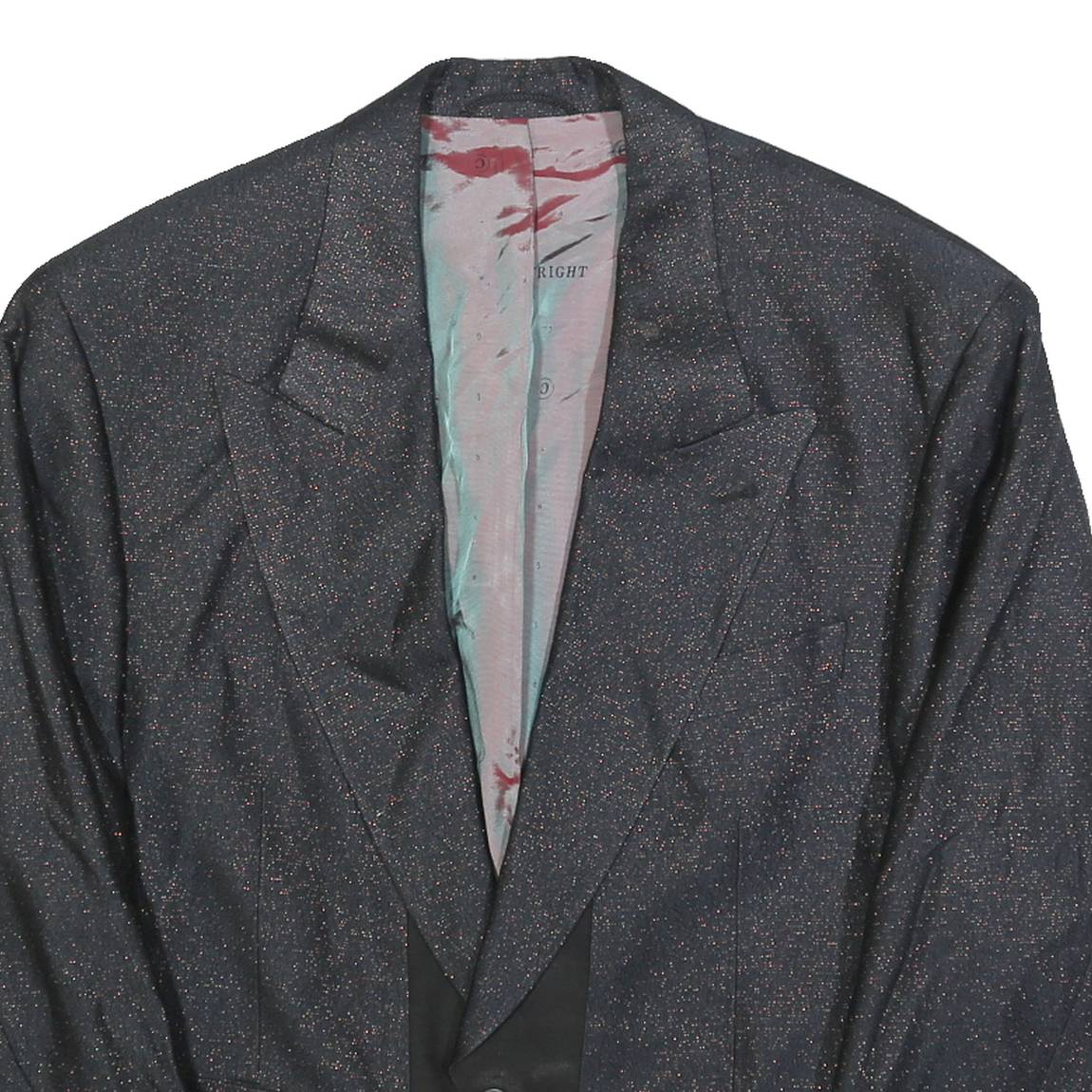 COPY RIGHT Mens Black Jacket L Polyester Blend Button Classic Plain Formal