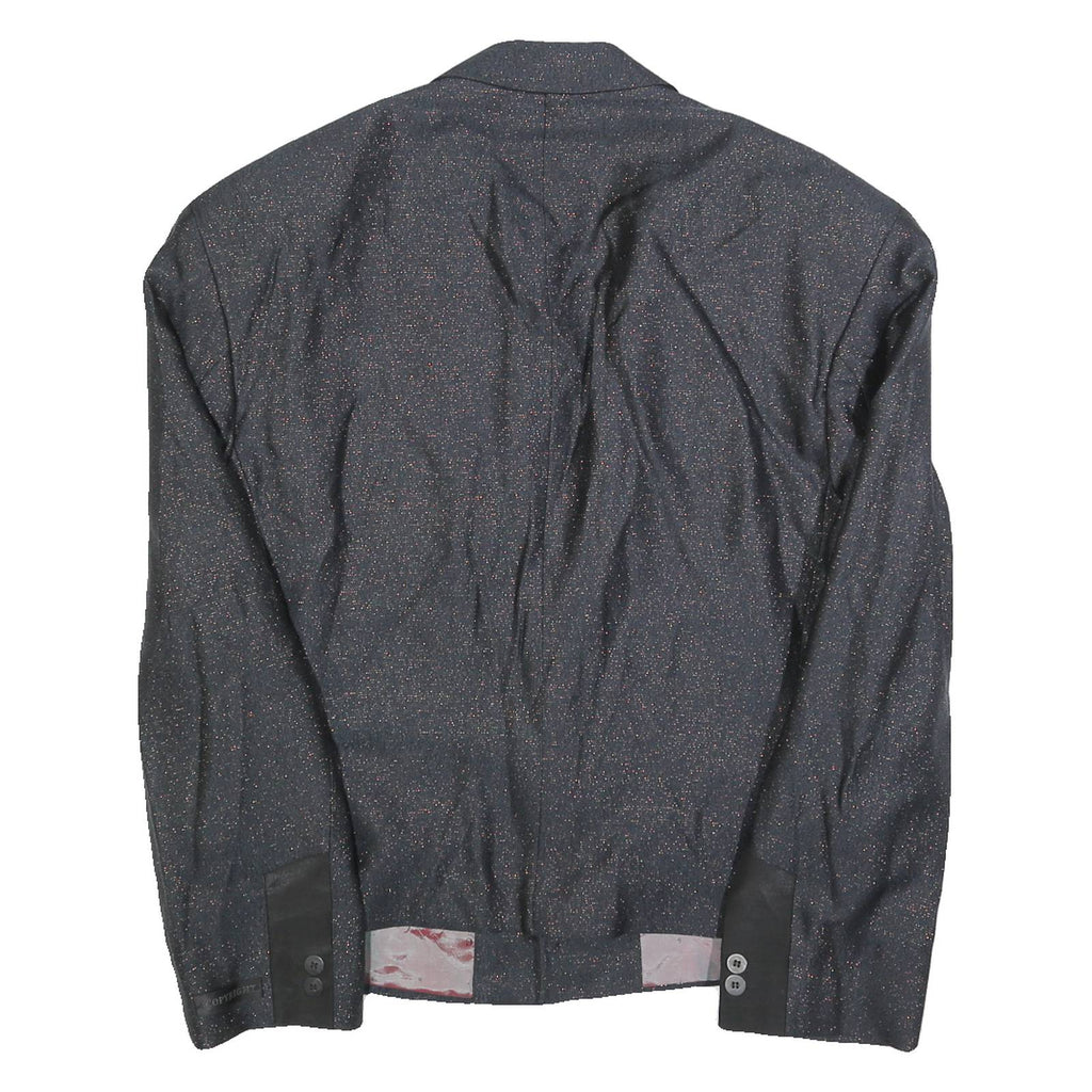 COPY RIGHT Mens Black Jacket L Polyester Blend Button Classic Plain Formal