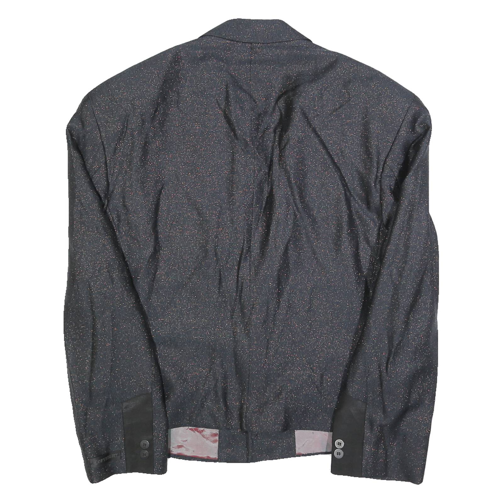 COPY RIGHT Mens Black Jacket L Polyester Blend Button Classic Plain Formal