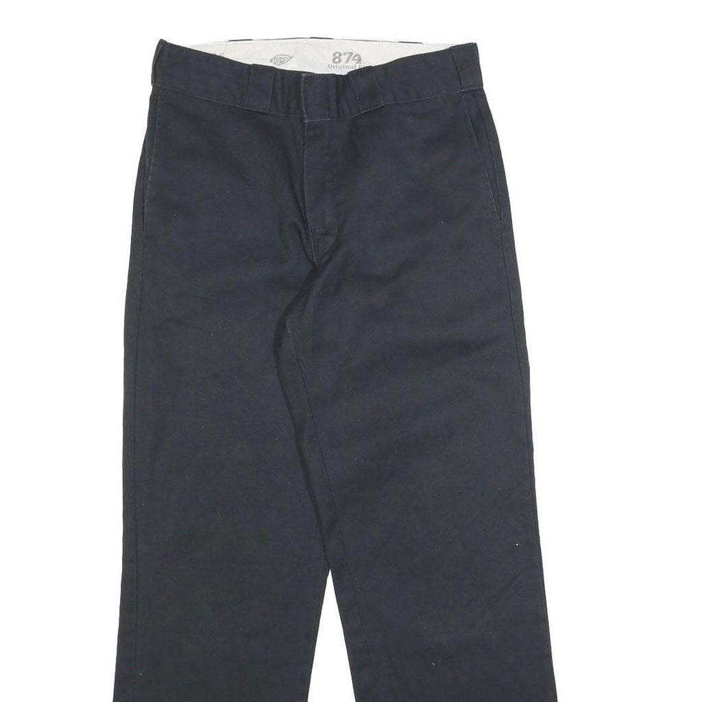 DICKIES Mens Regular Black Cotton Blend Trousers W30 L30 Classic Straight Zip