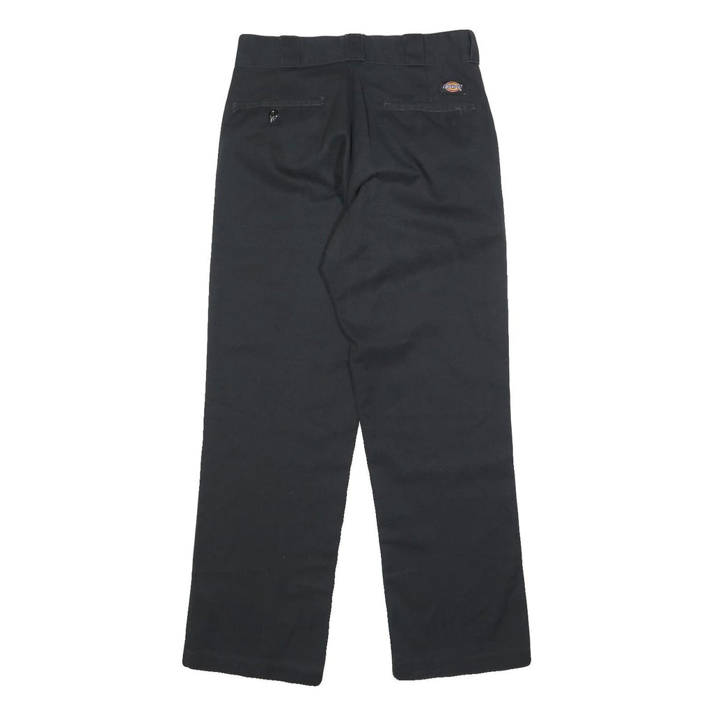 DICKIES Mens Regular Black Cotton Blend Trousers W30 L30 Classic Straight Zip