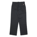 DICKIES Mens Regular Black Cotton Blend Trousers W30 L30 Classic Straight Zip