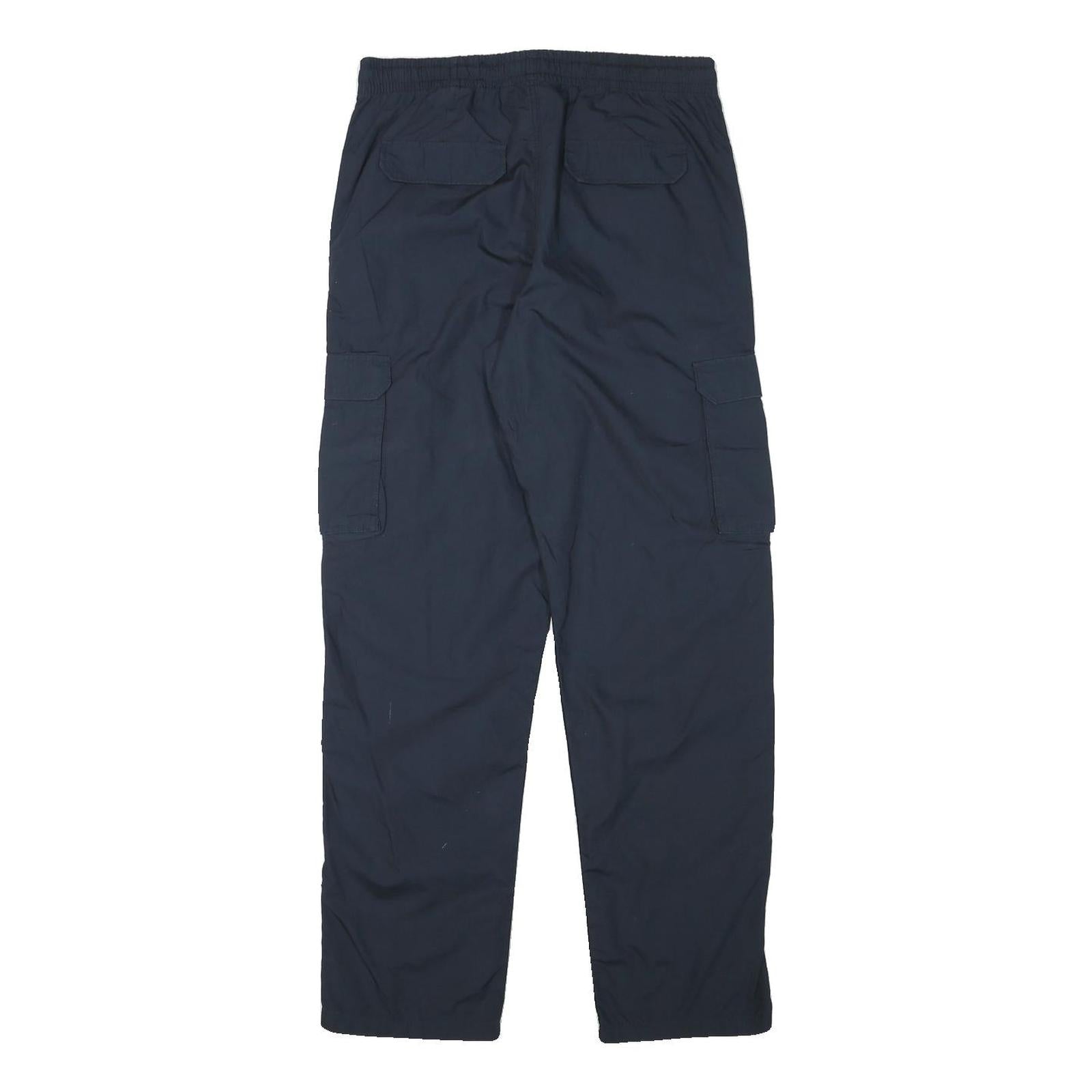 H&M Mens Cotton Blend Navy Relaxed Cargo Trousers W29 L29 Drawstring Casual