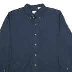 KNIGHTSBRIDGE Mens Navy Blue Shirt L Cotton Button-Down Long Sleeve Casual