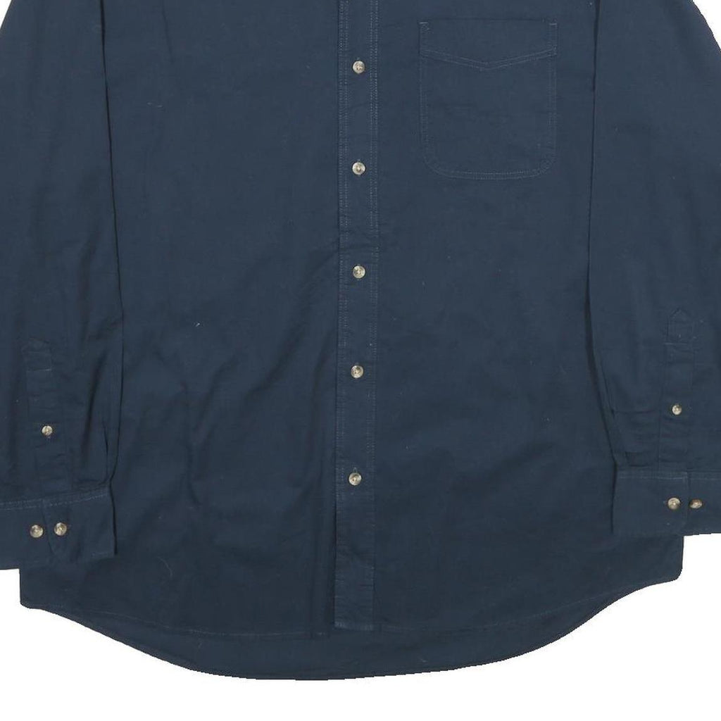 KNIGHTSBRIDGE Mens Navy Blue Shirt L Cotton Button-Down Long Sleeve Casual