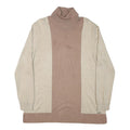CALVIN KLEIN JEANS Womens Beige & Brown Colourblock Plain Roll Neck Jumper L