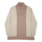 CALVIN KLEIN JEANS Womens Beige & Brown Colourblock Plain Roll Neck Jumper L