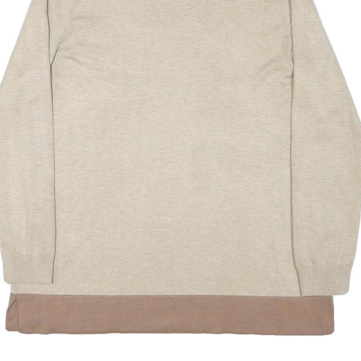 CALVIN KLEIN JEANS Womens Beige & Brown Colourblock Plain Roll Neck Jumper L