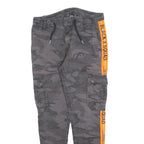BLACK SQUAD Mens Cotton Blend Slim Tapered Black Camouflage Orange Stripe