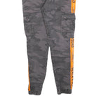 BLACK SQUAD Mens Cotton Blend Slim Tapered Black Camouflage Orange Stripe