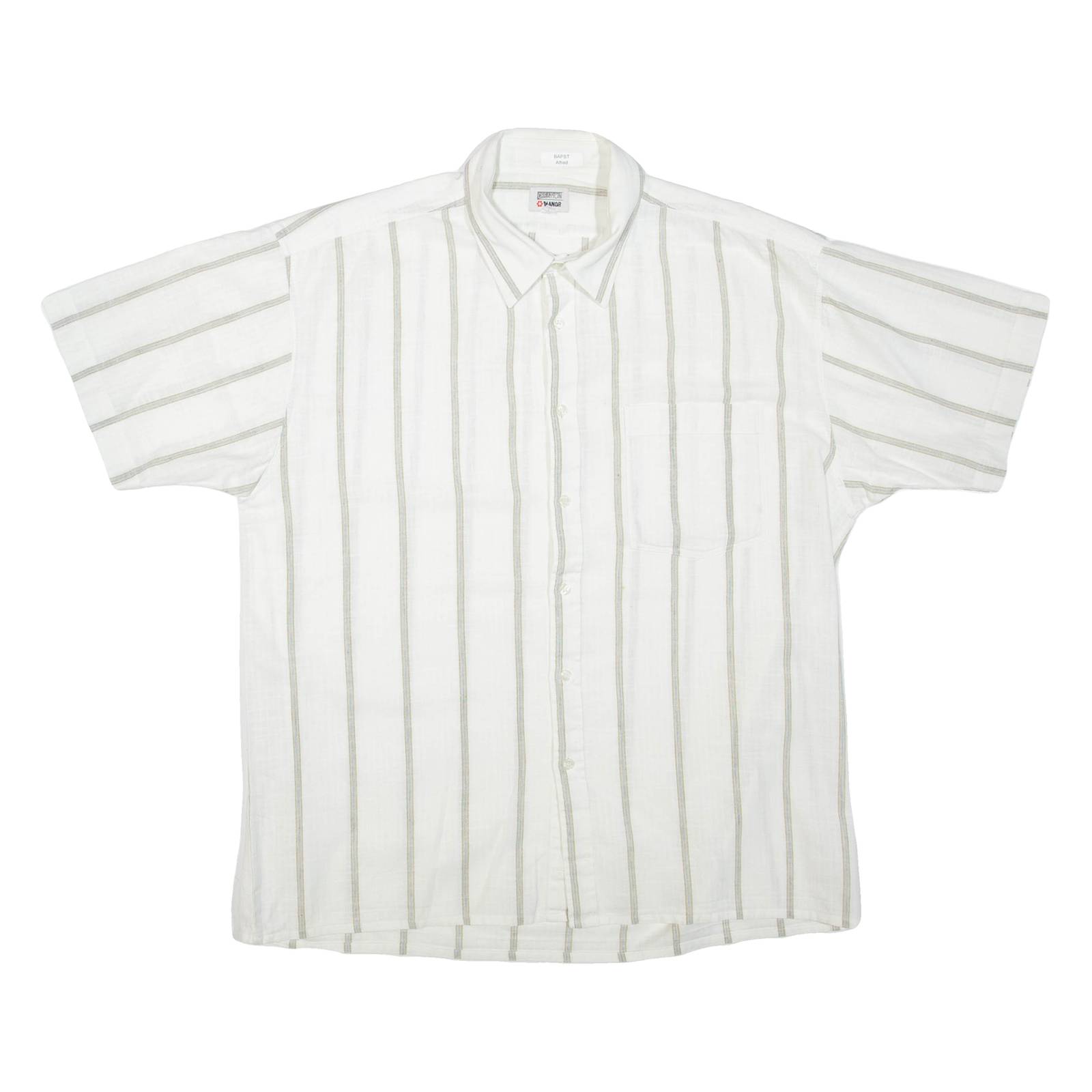BAPST Mens Shirt White Striped L