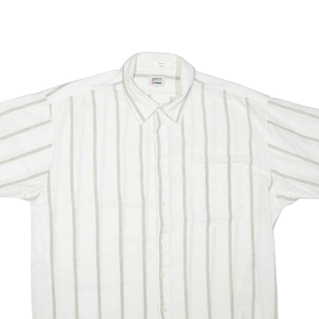 BAPST Mens Shirt White Striped L